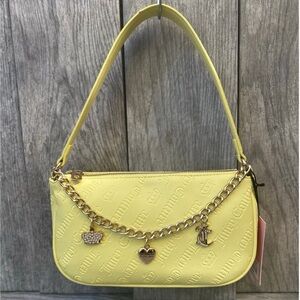 Juicy Couture Yellow Shoulder Bag with Gold Accents Charm Chain Details